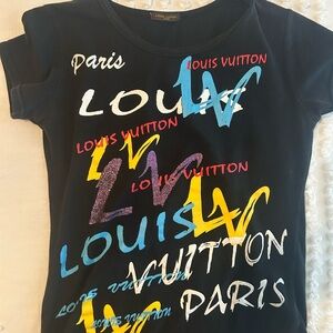 Louis Vuitton Black and Blue Short Sleeve Tee